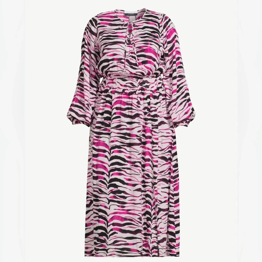 ELOQUII Poet Long Balloon Sleeve Smocked Waist Maxi Dress 18 - Picture 1 of 7